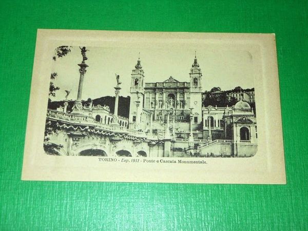 Cartolina Torino - Esposizione 1911 - Ponte e Cascata Monumentale