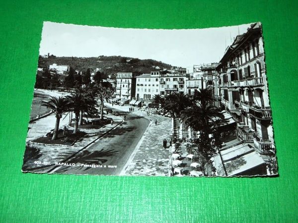 Cartolina Rapallo - Passeggiata a mare 1951