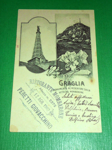 Cartolina Graglia - Monumento al Redentore sulla vetta del Monbarone …
