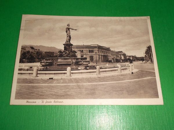 Cartolina Messina - Il fonte Nettuno 1937