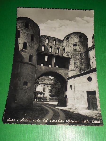 Cartolina Susa - Antica porta del Paradiso ( Stemma della …