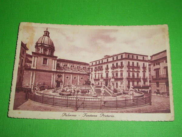 Cartolina Palermo - Fontana Pretoria 1938