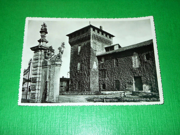 Cartolina Somma Lombardo - Castello Visconti S. Vito 1952