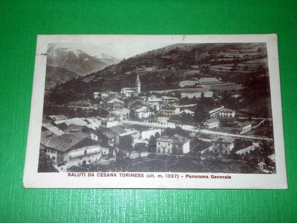 Cartolina Cesana Torinese - Panorama generale 1923