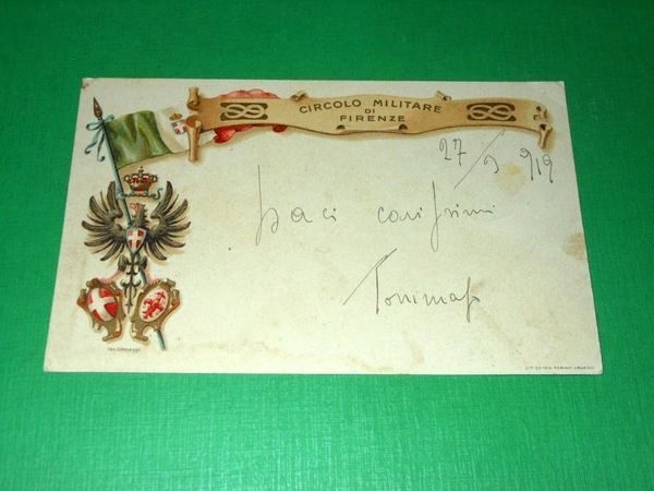 Cartolina Militaria - Circolo Militare di Firenze 1919