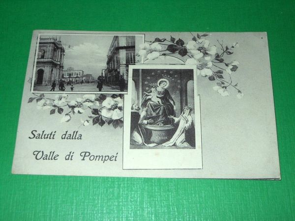 Cartolina Saluti dalla Valle di Pompei - Vedute diverse 1913