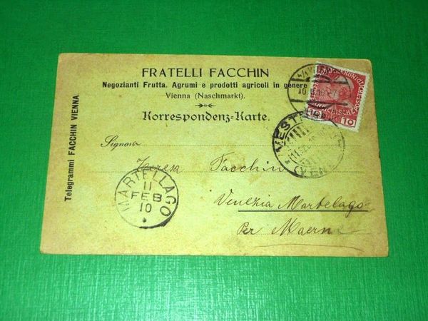 Cartolina Pubblicità Negozianti Prodotti Agricoli - Fratelli Facchin ( Vienna …