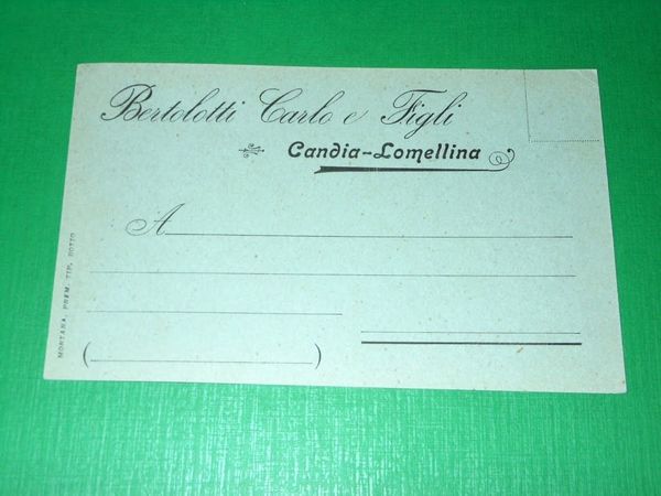 Cartolina Pubblicità Bertolotti Carlo e Figli - Candia Lomellina 1906