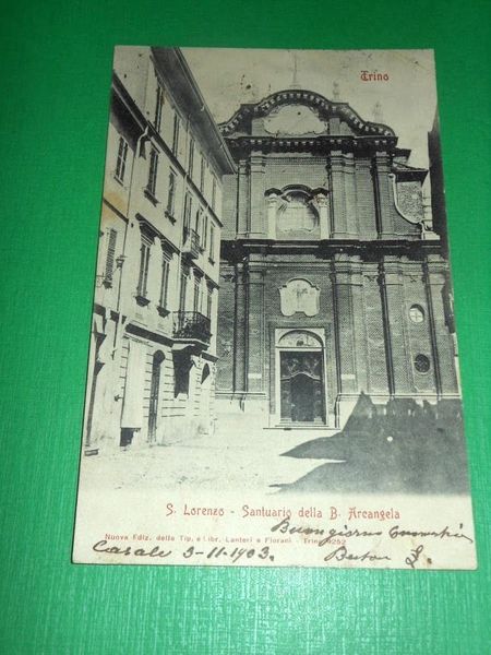 Cartolina Trino ( Vercelli ) - S. Lorenzo - Santuario …