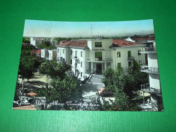 Cartolina Gatteo Mare - Albergo Vienna e panorama 1959