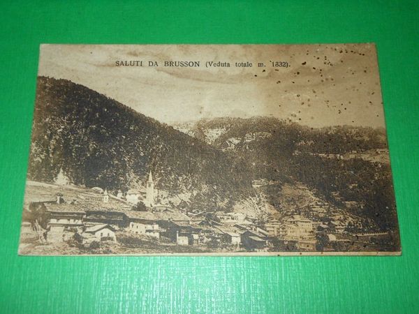 Cartolina Saluti da Brusson - Veduta generale 1923