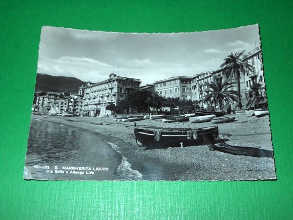 Cartolina S. Margherita Ligure - Via Sella e Albergo Lido …
