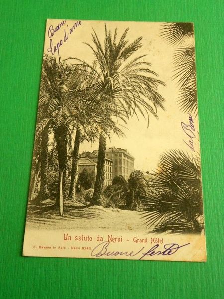 Cartolina Un saluto da Nervi - Grand Hotel 1902