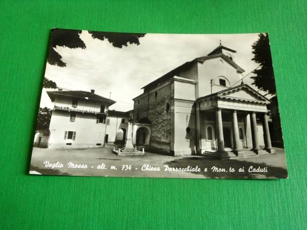 Cartolina Veglio Mosso - Chiesa Parrocchiale e Monumento ai Caduti …