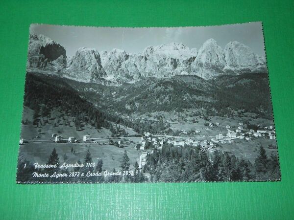 Cartolina Frassenè Agordino - Monte Agner e Croda Grande 1961.