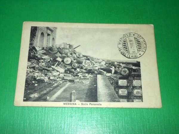Cartolina Messina - Sulla Palazzata dopo il terremoto 1908
