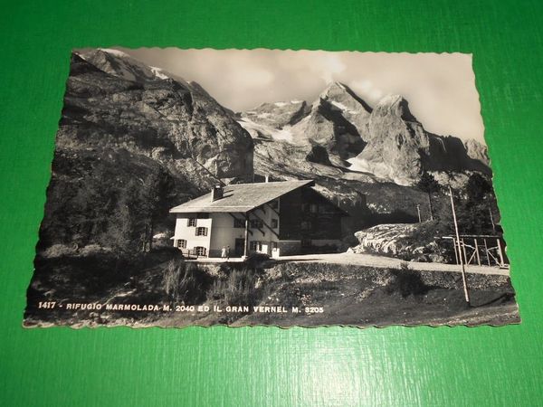 Cartolina Rifugio Marmolada ed il Gran Vernel - 1950 ca