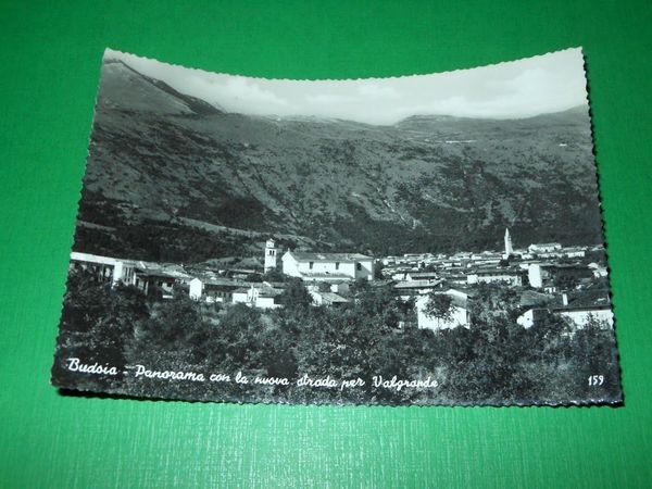 Cartolina Budoia - Panorama con la nuova strada per Valgrande …