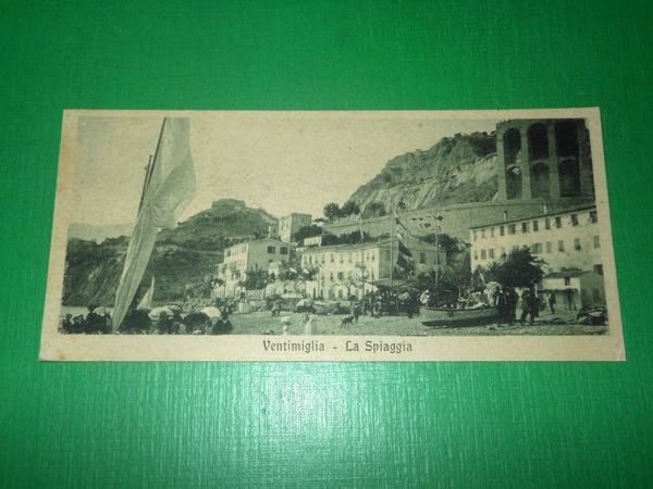 Cartolina Ventimiglia - La spiaggia 1930 ca
