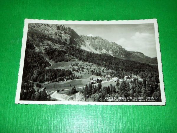 Cartolina Strada delle Dolomiti - Passo di Costalunga verso Latemar …