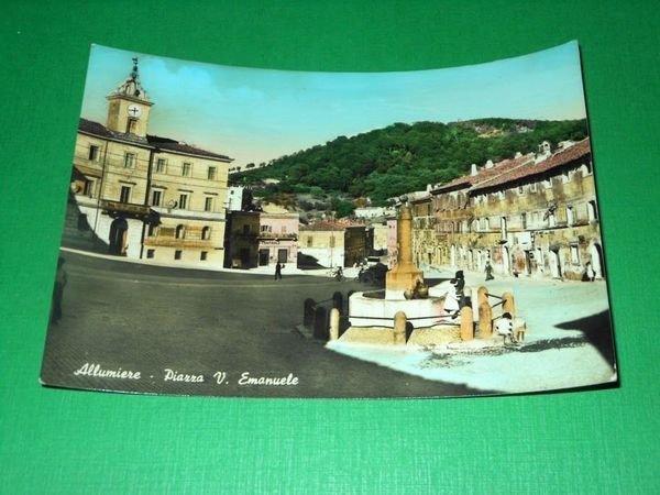 Cartolina Allumiere - Piazza V. Emanuele 1958