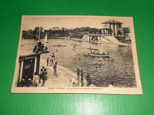 Cartolina Acqui Terme - La grandiosa Piscina 1940 ca