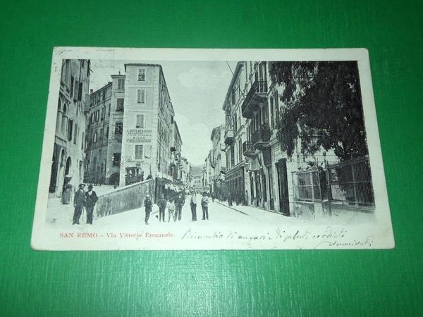 Cartolina San Remo - Via Vittorio Emanuele 1900 ca