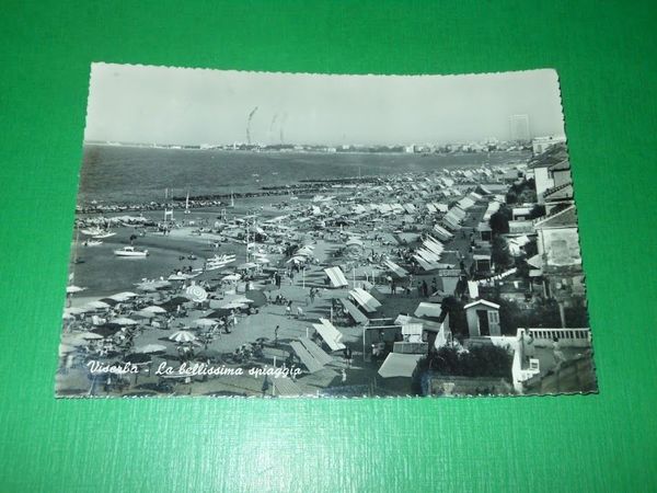Cartolina Viserba - La bellissima spiaggia 1962