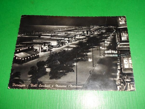 Cartolina Viareggio - Viali Carducci e Marconi ( notturno ) …