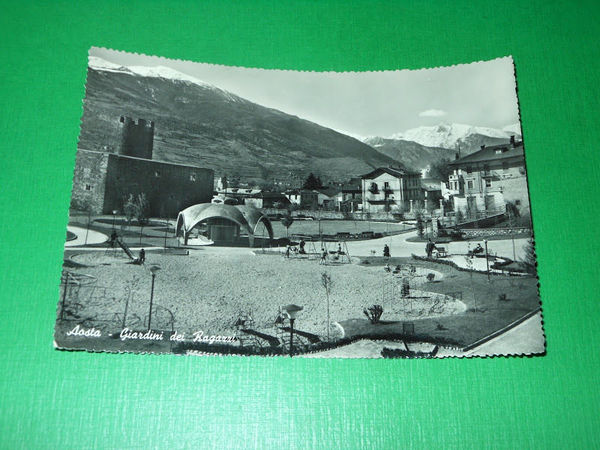 Cartolina Aosta - Giardini dei Ragazzi 1960.