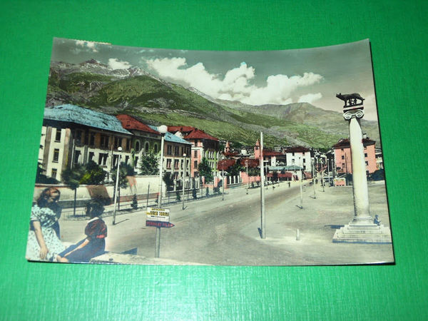 Cartolina Aosta - Piazza della Repubblica 1953.