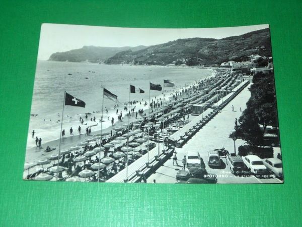 Cartolina Spotorno - La grande spiaggia 1965.