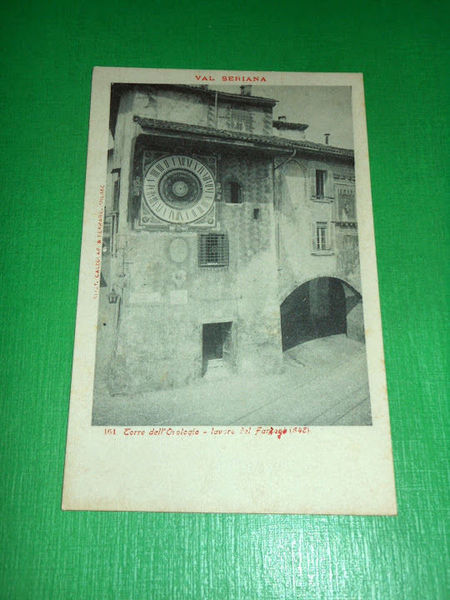 Cartolina Val Seriana - Torre dell' Orologio 1900 ca