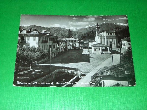 Cartolina Bibiana - Piazza S. Marcellino e M. Vandalino 1952.
