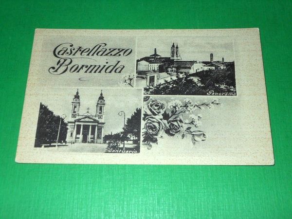 Cartolina Castellazzo Bormida - Santuario e Panorama 1942.