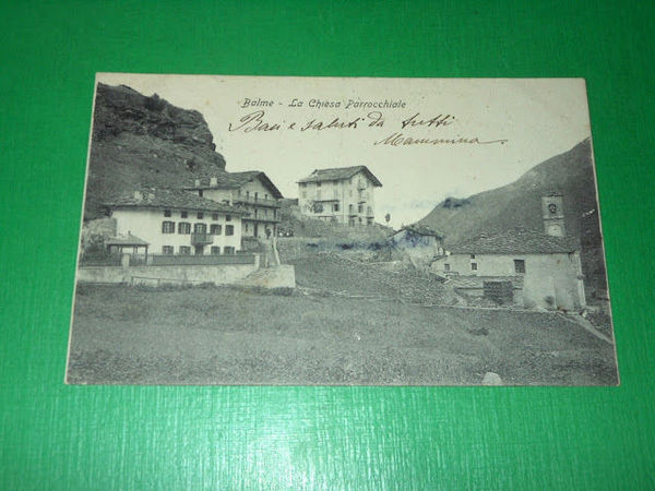 Cartolina Balme - La Chiesa Parrocchiale 1903.