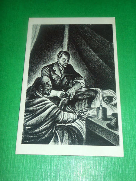 Cartolina Militaria WWI CRI - Medico italiano in guerra Disegno …
