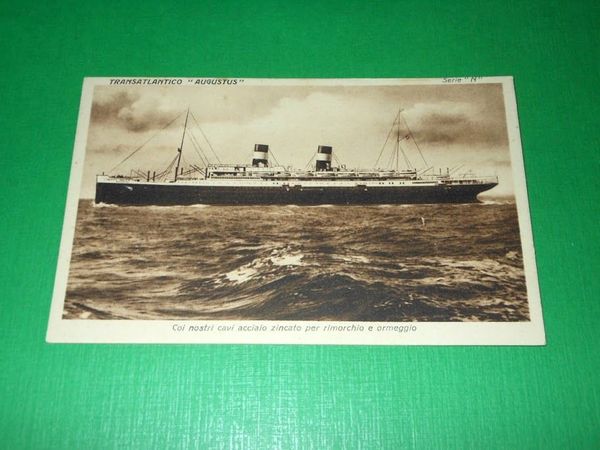 Cartolina Pubblicità Soc. Trafilerie e Corderie Italiane Transatlantico Augustus