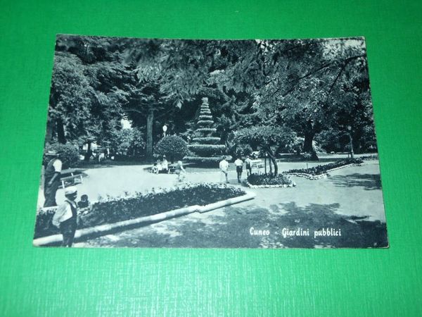 Cartolina Cuneo - Giardini pubblici 1950 ca