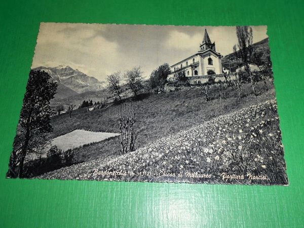 Cartolina Bardonecchia - Chiesa di Millaures 1955 ca