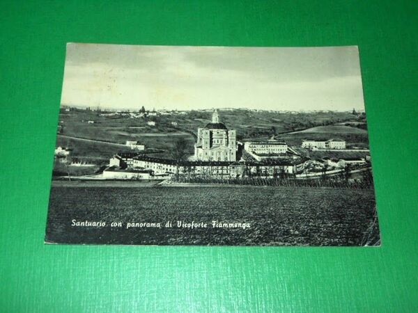 Cartolina Santuario con panorama di Vicoforte Fiammenga 1954