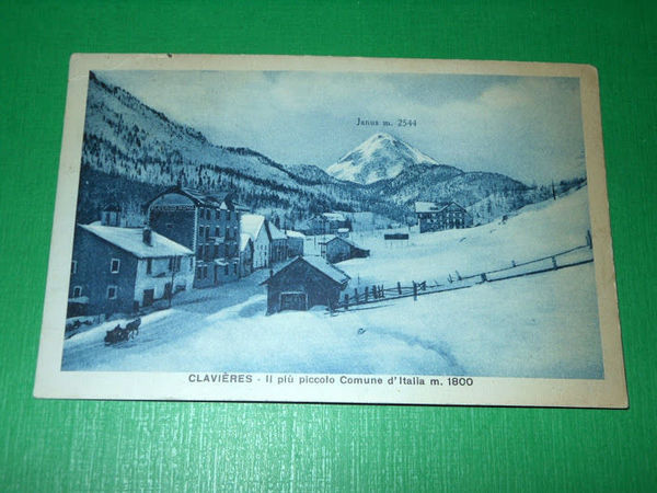 Cartolina Clavières - Panorama e Albergo Roma 1930