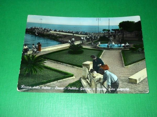 Cartolina Loano - Pubblici Giardini e Pontile 1951