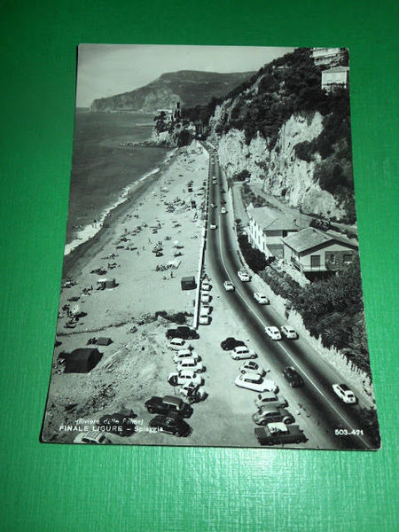 Cartolina Finale Ligure - Spiaggia 1955 ca