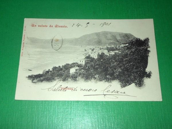 Cartolina Saluti da Alassio - Panorama 1901