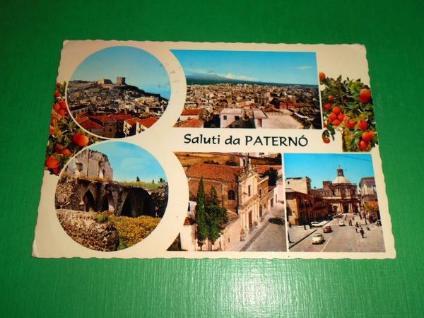 Cartolina Saluti da Paternò - Vedute diverse 1975 ca