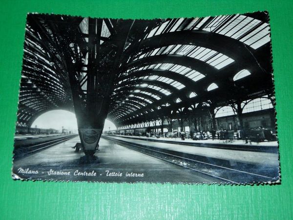 Cartolina Milano - Stazione Centrale - Tettoie interne 1955 ca