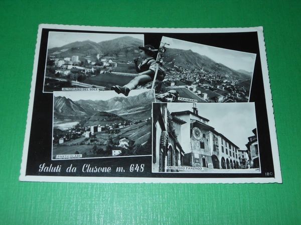 Cartolina Saluti da Clusone - Vedute diverse 1958