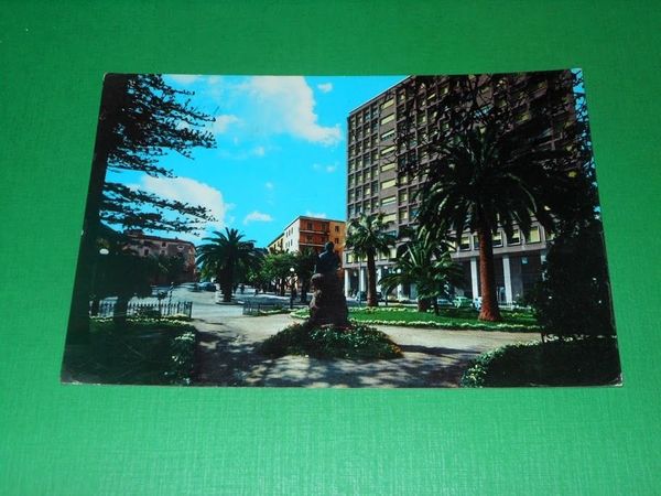 Cartolina Sassari - Piazza Castello e Grattacielo 1964