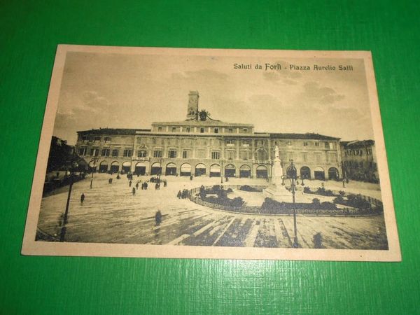 Cartolina Saluti da Forlì - Piazza Aurelio Saffi 1930 ca